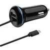 Įkroviklis 2GO USB-kroviklis samochodowa 2400mA Lightning + 1x USB 1,4m juoda