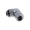 „Alphacool Eiszapfen“ 90 laipsnių pasukamas kampinis adapteris G1/4 lizdas į G1/4 lizdą, chromuotas