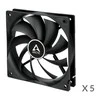 Arctic Cooling ARCTIC F12, 3-pin, 120mm, korpuso ventiliatoriai, juodi, 5 vnt.