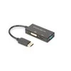 Šakotuvas Assmann Electronic ASSMANN DisplayPort konverteris kabelis DP - HDMI+DVI+VGA M-F/F/F 0 2m 3 in 1 Multi-Media kabelis CE bl auksinis