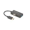 Šakotuvas Assmann Electronic ASSMANN DisplayPort konverteris kabelis DP - HDMI+DVI+VGA M-F/F/F 0 2m 3 in 1 Multi-Media kabelis CE bl auksinis