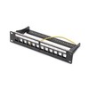 Assmann Electronic DIGITUS Modular Patch Panel ekranuotas 12 prievadų tuščias 1U 10 colių 10 colių stovo montavimo spalva juodas RAL 9005