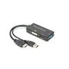 Assmann Electronic ASSMANN HDMI konverteris kabelis HDMI - DP+DVI+VGA M-F/F/F 0 2m 3 in 1 Multi-Media kabelis CE bl auksinis