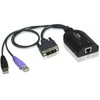 Aten | USB DVI virtualios laikmenos KVM adapteris su intelektualiųjų kortelių palaikymu | KA7166 | Ryšys: 1 x RJ-45 Moteris, Kompiuteris: 2 x A tipo USB kištukas, 1 x DVI-D kištukas.