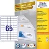 Lipnios etiketės Avery Zweckform, A4, 38x21.2mm, 65 etiketes lape, 100 lapų, baltos spalvos