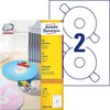 Lipnios etiketės Avery Zweckform CD, A4, 117mm, 2 etiketės lape, 100 lapų, baltos spalvos
