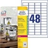 Lipnios etiketės Avery Zweckform, A4, atsparios drėgmei, 45,7x21,2mm, 48 etiketės lape, 20 lapų, baltos spalvos