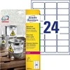 Lipnios etiketės Avery Zweckform, A4, atsparios drėgmei, 63.5x33.9mm, 24 etiketės lape, 20 lapų, matinės, permanentinės, baltos spalvos