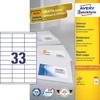 Lipnios etiketės Avery Zweckform. A4. 70x25.4mm. 33 etiketės lape. 100 lapų. baltos spalvos