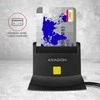 Axagon stalinio stovo skaitytuvas Išmanioji kortelė / ID kortelė AXAGON CRE-SM2 su USB 2.0 sąsaja turi SD, Micro SD ir SIM kortelių lizdus.