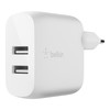 Įkroviklis Belkin Boost Charge 24W 2xUSB-A + USB-A to USB-C cable 1.0m baltas