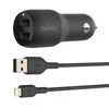 Belkin Dual USB-A automobilinis įkroviklis 24W BOOST CHARGE Juodas