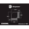 „Bitspower Multi-Link“ adapteris 90 laipsnių 12 mm AD iki 12 mm AD kietas vamzdis – suodžiai