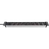 Brennenstuhl Alu-Line, 9xCEE 7/4 socket, 1xCEE 7/7 connection, 19 "1U, 2m cable, juodas / sidabrinis 1390007009 / GT-651