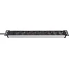 Brennenstuhl Alu-Line, 9xCEE 7/4 socket, 1xCEE 7/7 connection, 19 "1U, 2m cable, juodas / sidabrinis 1390007009 / GT-651