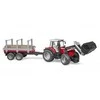 BRUDER Massey Ferguson 7480 krautuvas su priekaba rąstams, 2046
