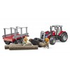 BRUDER Massey Ferguson 7480 krautuvas su priekaba rąstams, 2046
