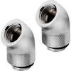 Corsair Hydro X Series Adapteris 45 Degree G1/4 inch Male to G1/4 inch Female - 2-pack, rotatable, chrome sidabrinis
