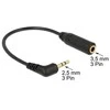 ADAPTERIS MICROJACK 2.5MM(M) 3PIN->MINIJACK 3.5MM(F) 3PIN ant kabelio 17.5CM Juodas DELOCK