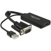 Delock VGA zu HDMI Adapteris mit Audio juodas/juodas 0,25m USB Typ-A Anschluss 0,25m