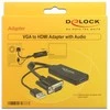 Delock VGA zu HDMI Adapteris mit Audio juodas/juodas 0,25m USB Typ-A Anschluss 0,25m