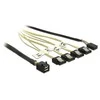 KABELIS SAS MINI HD SFF-8643(M)->4X SATA 7 PIN(F) 0.5M JEDNOWSTĘGOWY DELOCK