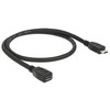 Delock prailginimo kabelis USB 2.0 tipo Micro-B kištukas > USB 2.0 tipo Micro-B lizdas. 0,5 m