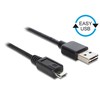Delock 0.5m - USB2.0-A/USB2.0 Micro-B - 0.5 m - USB A - Micro-USB B - USB 2.0 - Male/Male - Juodas