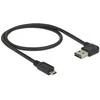 KABELIS USB MICRO(M)->USB-A(M) 2.0 0.5M KAMPINIS LEWO/PRAWO DUAL EASY-USB JUODA DELOCK