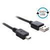 KABELIS USB MINI(M)->USB-A(M) 2.0 0.5M EASY-USB JUODA DELOCK