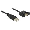 Delock Cable USB 2.0 A tipo kištukas > USB 2.0 A tipo lizdas, skirtas montuoti 1 m