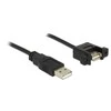 Delock Cable USB 2.0 A tipo kištukas > USB 2.0 A tipo lizdas, skirtas montuoti 1 m