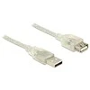 DELOCK ilgintuvas USB 2.0 tipo A kištukinis > USB 2.0 Type-A moteriškas 1 m skaidrus