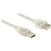 DELOCK ilgintuvas USB 2.0 tipo A kištukinis > USB 2.0 Type-A moteriškas 1 m skaidrus