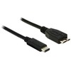 USB kabelis Delock USB-C - mikroUSB 1 m Juoda (83677)
