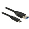 DELOCK Cable SuperSpeed USB 10 Gbps (USB 3.1, Gen 2) A tipo vyriškas > USB Type-C vyriškas 1 m juodas