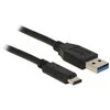 DELOCK Cable SuperSpeed USB 10 Gbps (USB 3.1, Gen 2) A tipo vyriškas > USB Type-C vyriškas 1 m juodas
