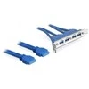 „Delock“ lizdo laikiklis USB 3.0 kontaktų antraštė 19 kontaktų 2 x vidinis > 4 x USB 3.0-A išorinis išorinis lizdas