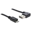 KABELIS USB MICRO(M)->USB-A(M) 2.0 2M KAMPINIS KAIRĖ/DEŠINĖ EASY-USB JUODA DELOCK