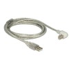 Delock Kabelis USB 2.0 Typ-A St. > USB 2.0 Typ-B St. gewinkelt 2,0 m transparent