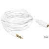DELOCK mini lizdas 3,5 mm M/F 4 kontaktų kabelis 5 m baltas, skirtas iPhone