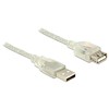 DELOCK ilgintuvas USB 2.0 tipo A kištukinis > USB 2.0 Type-A moteriškas 3 m skaidrus
