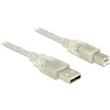 DELOCK kabelis USB 2.0 A jungtis > USB 2.0 B jungtis skaidri 3m