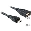 Delock Atrakinimo kabelis USB micro-B kištukas > USB 2.0-A moteriškas OTG 50 cm