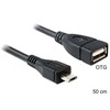 Delock Atrakinimo kabelis USB micro-B kištukas > USB 2.0-A moteriškas OTG 50 cm