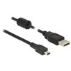 DELOCK USB 2.0 A tipo kištukas > USB 2.0 Mini B kištukas, 5,0 m, juodas