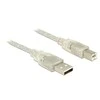 DELOCK kabelis USB 2.0 A tipo kištukas > USB 2.0 B tipo kištukas, 5 m skaidrus