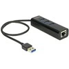 Delock HUB USB 3.0 3 išoriniai prievadai + 1 x Gigabit LAN prievadas