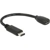 DELOCK Adapterio kabelis USB Type-C 2.0 kištukas > USB 2.0 tipo Micro-B moteriškas 15 cm juodas
