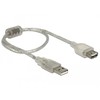 Kabelis USB Delock USB-A - USB-A 0.3 m Permatomas (82244)